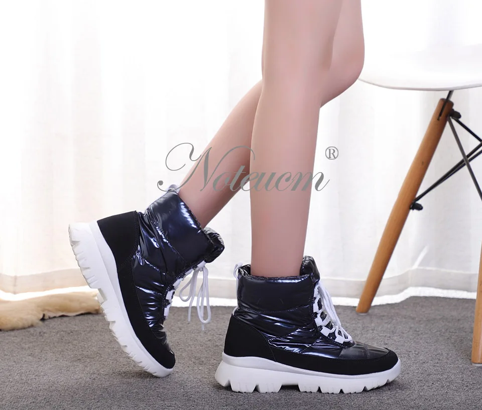 female winter warm Ankle snow boots waterproof platform Flat heel shoes women botte Quilt booties Chunky Thick sneakers fur