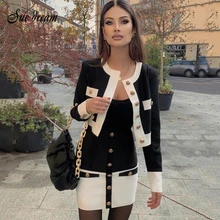 2020 novo high street verão retalhos 2 conjunto de duas peças o pescoço manga comprida bolso botão mini bandagem vestido feminino curto conjunto