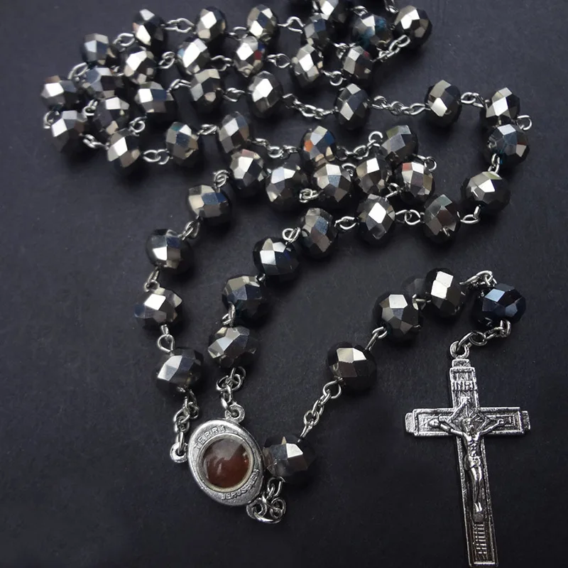 3 Colors Crystal Beads Catholic Rosary 