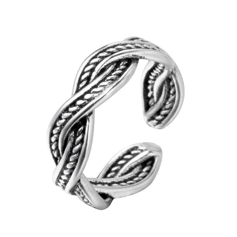 2019 New Retro Woven Ring 925 Sterling Silver Jewelry Creative Intertwined Opening For Men And Women | Украшения и аксессуары