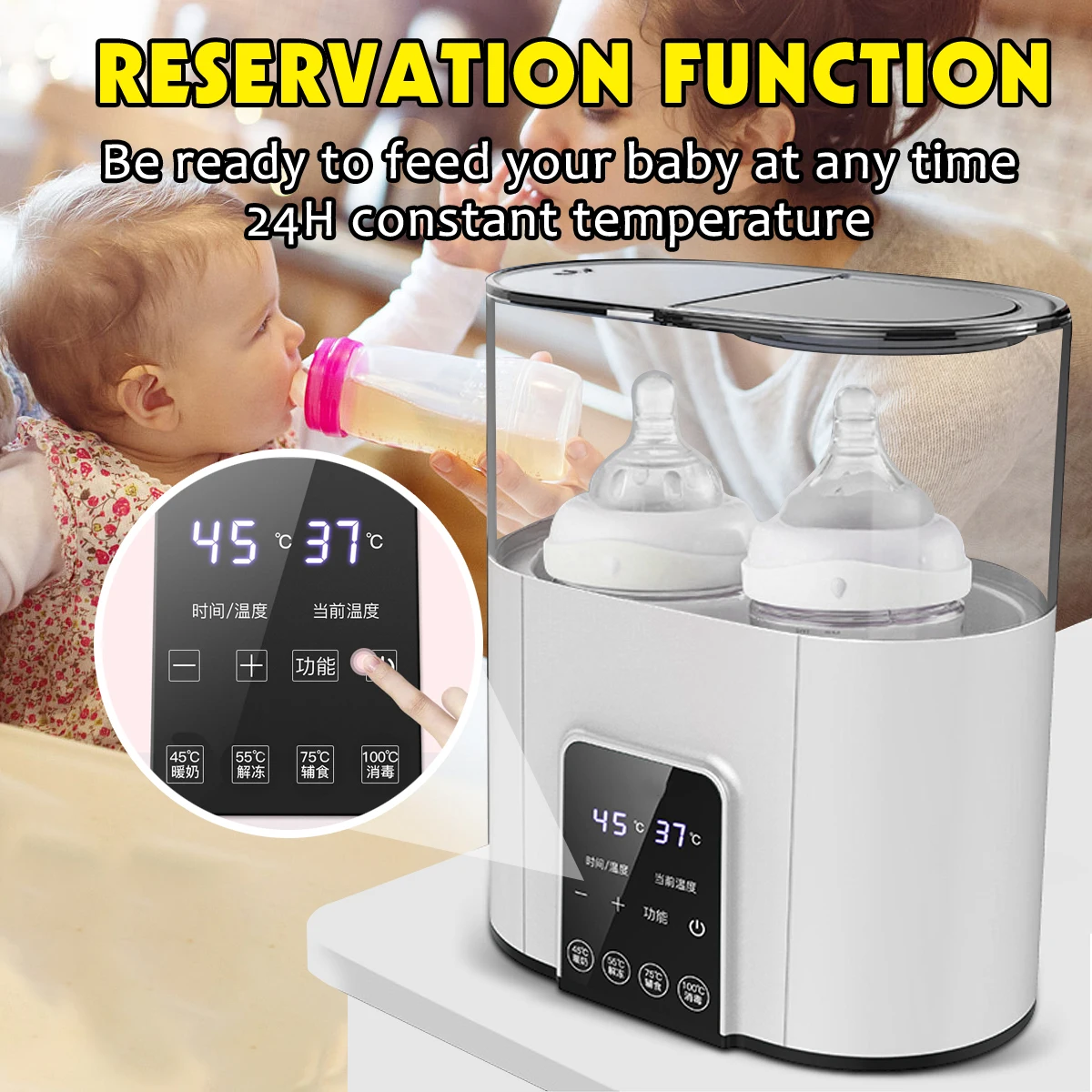 

6 in 1 Smart Universal BabyFood Warm Baby Feeding Bottle Warmer Heater Sterilizer 110-220V Electric Milk Food Warmers with Timer