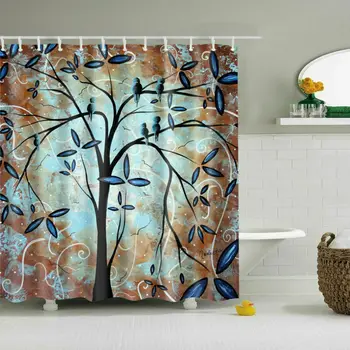 

Abstract Oil Painting Polyester Waterproof Bathroom Fabric Shower Curtain
