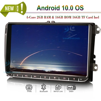 

9" DAB+ Bluetooth Autoradio Android 10.0 Car Stereo SatNav WiFi 4G GPS Radio CarPlay for VW Passat Golf 5 Touran Polo Seat