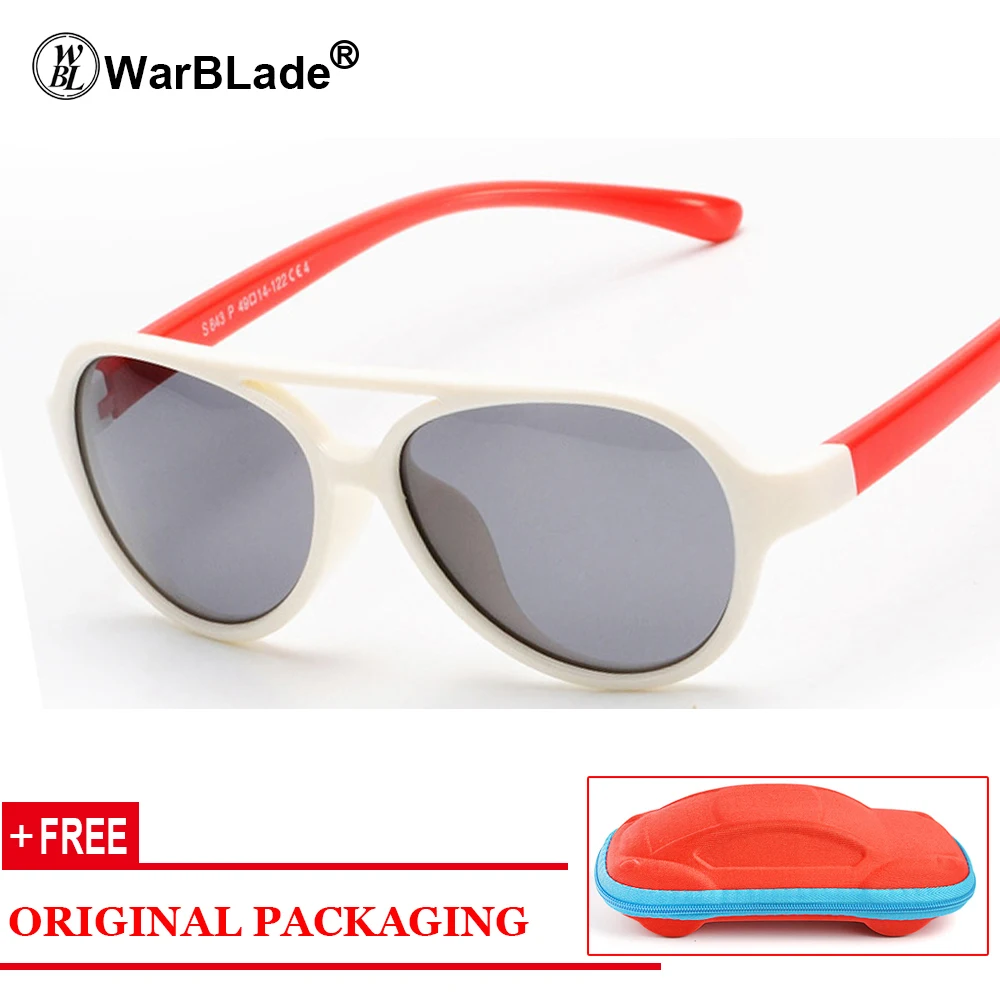 WarBLad/Модные Детские поляризованные солнцезащитные очки UV400 для мальчиков и девочек, детские очки с гибкой оправой, защитные очки, солнцезащитные очки - Цвет линз: white red