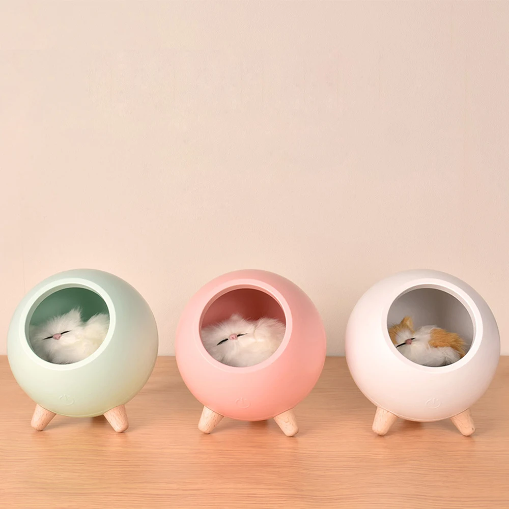 3 Color Little Pet House Atmosphere Lamp Warm Cute Cat USB portable Charging Night Light Home Decor Bedside Sleeping Light
