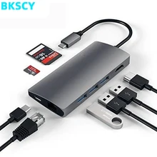 Bkscy USB концентратор C концентратор к HDMI RJ45 адаптер Мульти USB 3,0 Узловая док-станция для MacBook Pro Аксессуары USB-C type C USB 3,0 концентратор