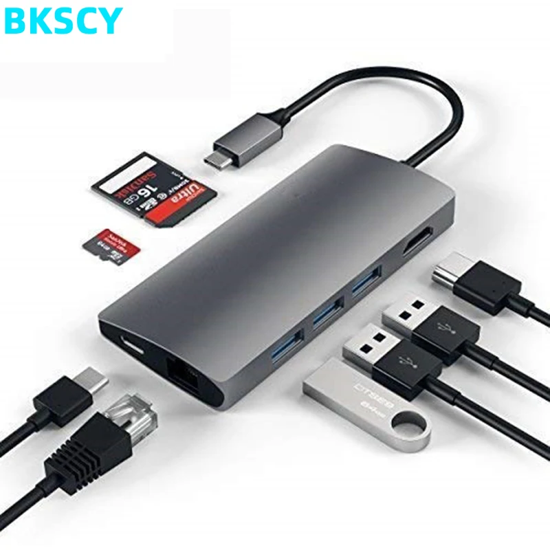 

Bkscy USB HUB C HUB to HDMI RJ45 Adapter Multi USB 3.0 hub Dock for MacBook Pro Accessories USB-C Type C USB 3.0 HUB