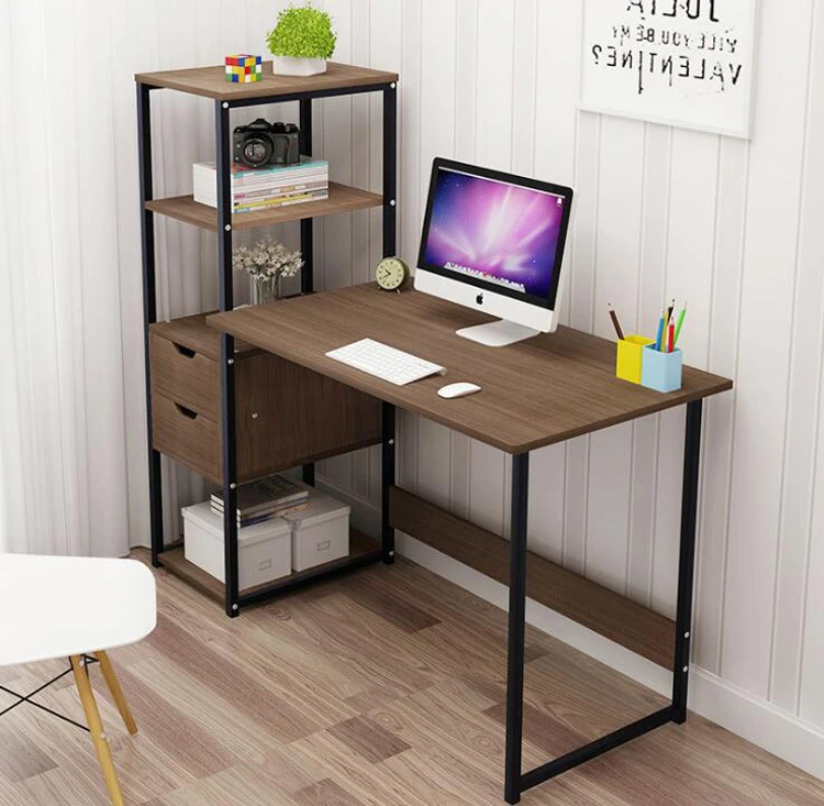 Discount 120cm simple Computer desk student writing desk with bookshelf combination notebook table bedroom furniture