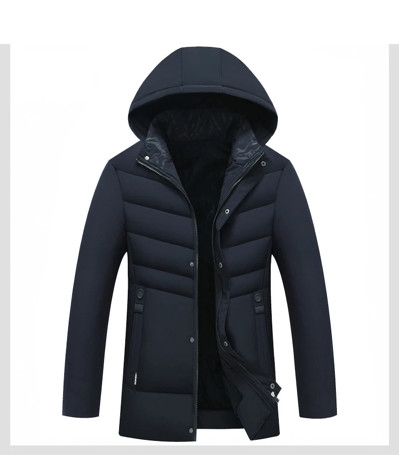HCXY Men's Winter Jackets middle-aged plus velvet padded cotton hooded casual warm Coat Man