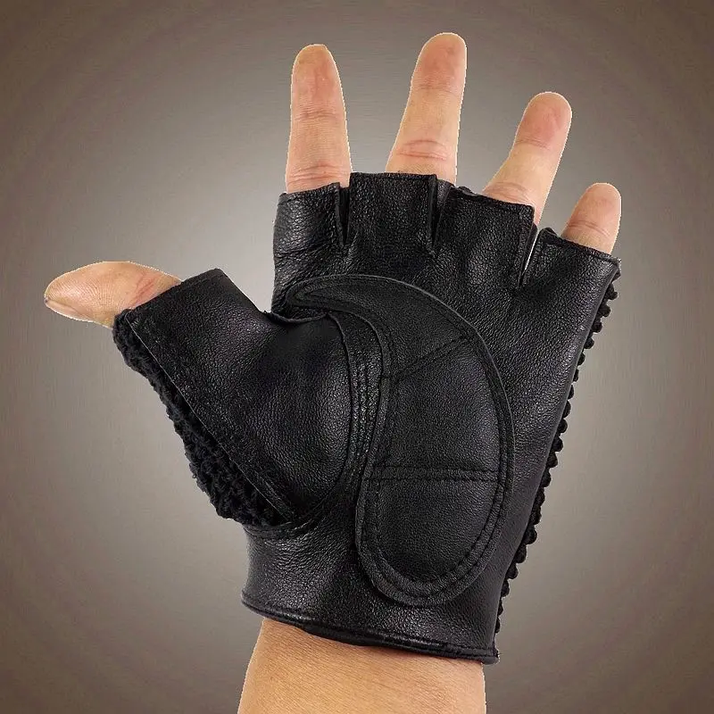2019 Latest Half Finger Gloves Male Spring Summer Breathable Non-Slip Fitness Driving Leather Semi-Finger Man s Gloves A1366