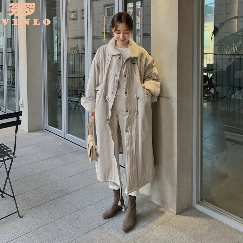 Осень и зима Южная Корея Dongdaemun женское платье длинное плотное хлопковое Стеганое пальто для женщин
