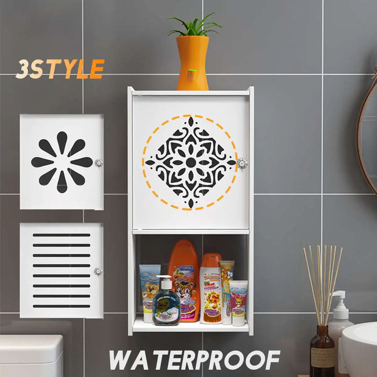 

3 Models Bathroom Kitchen Wall Mounted Wood Shelves Storage Container Rack Wall Punch-free Toilet Washbasin Storage Cabinet New