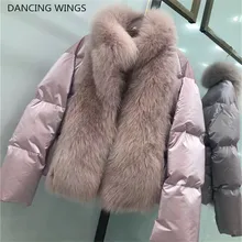 Женское пальто с натуральным мехом, большой размер, пуховик, пэчворк, Лисий мех, зимняя куртка, Женская парка, пальто