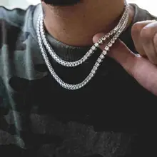 Мужская многослойная теннисная цепочка в стиле хип-хоп со стразами, инкрустированное ожерелье, ювелирный подарок, однорядное ювелирное ожерелье, подвеска для тематики, вечерние