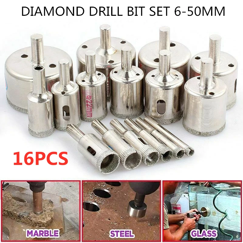 Titanium Drill Bit Steel Diamond Hole Saw for Tile Ceramic Glass Marble 6mm-50mm 