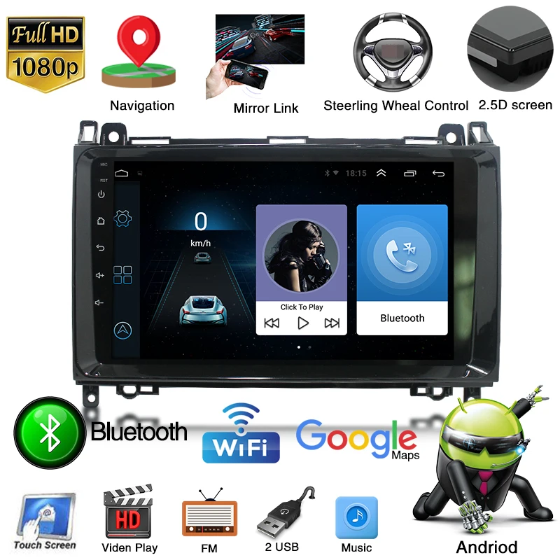 Mirror Link 2 Din Car Radio Android 8.1 Car Multimedia Player GPS Auto Stereo For Mercedes Benz B B