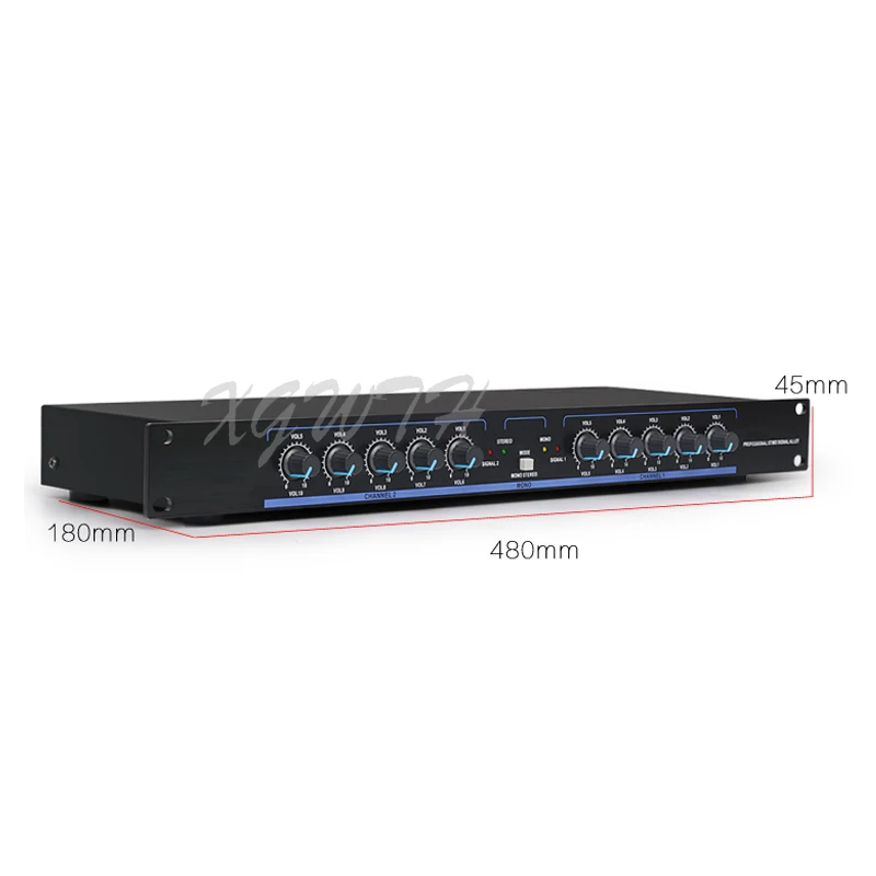 Stereo Mono Audio Signal Distributor 2 in 10 Out XLR Splitter Amplifier Stage Equipment DJ Conference Multi-amp Distribution