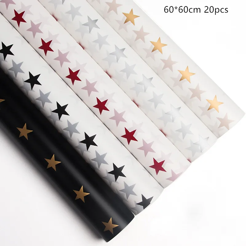 20pcs Fashion Caramel Film Wrapping Paper Waterproof Bouquet Wrapping Paper Flowers Packaging Materials Florist Materials