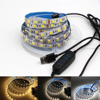 

LED Strip Light CCT USB Manual dimming smd 2835/5050 5V CW WW PC LED Stripe Cabinet light background light night light 0.5m-5m