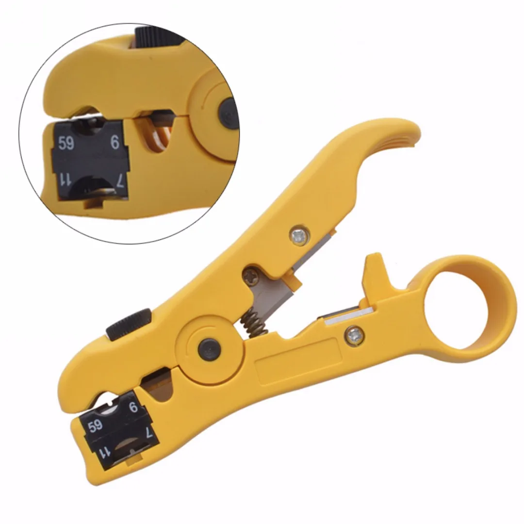 1PC Yellow Rotary Coaxial Cable Wire Cutter Stripping Tool RG59 RG6 RG7 RG11 Stripper