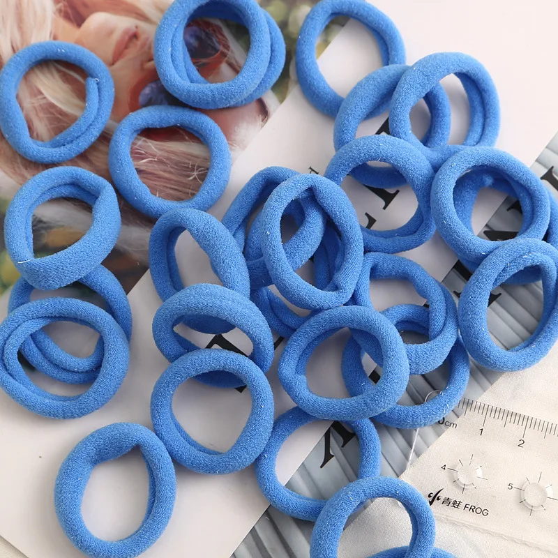 Blue 100 шт., эластичная резинка для волос, милые маленькие кольца, резинки, диаметр 3,0 см, для детей, не повреждает волосы, цветные веревки, аксессуары для волос - Цвет: Blue