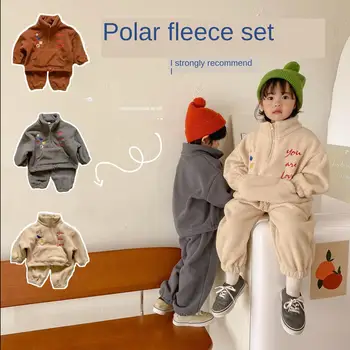 

Fall / Winter 2020 Pullover Pants Japan Korea Casual Plush Loose Stand Collar Thickened Letter 2-Piece Set