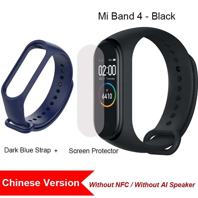 Xiaomi Mi Band 4 глобальная Версия смарт-браслет Miband 4 браслет пульсометр фитнес цветной экран Bluetooth 5,0 версия CN - Цвет: CN ADD Dark Blue