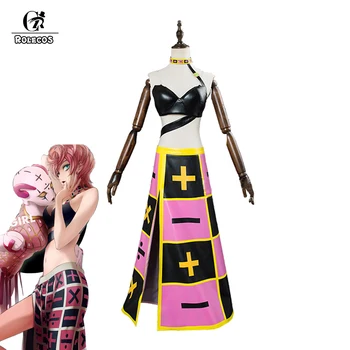 

ROLECOS Anime JoJo Bizarre Adventure Cosplay Costume Trish Una Cosplay Costume Sexy Black Bra for Women Cosplay Costume Skirt
