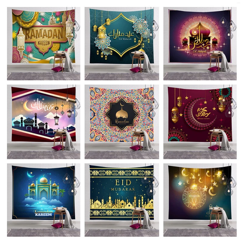Tapiz de Festival de Ramadán musulmán para pared del hogar, pintura de tapiz festiva, ciclo suave, decoración festiva, Eid