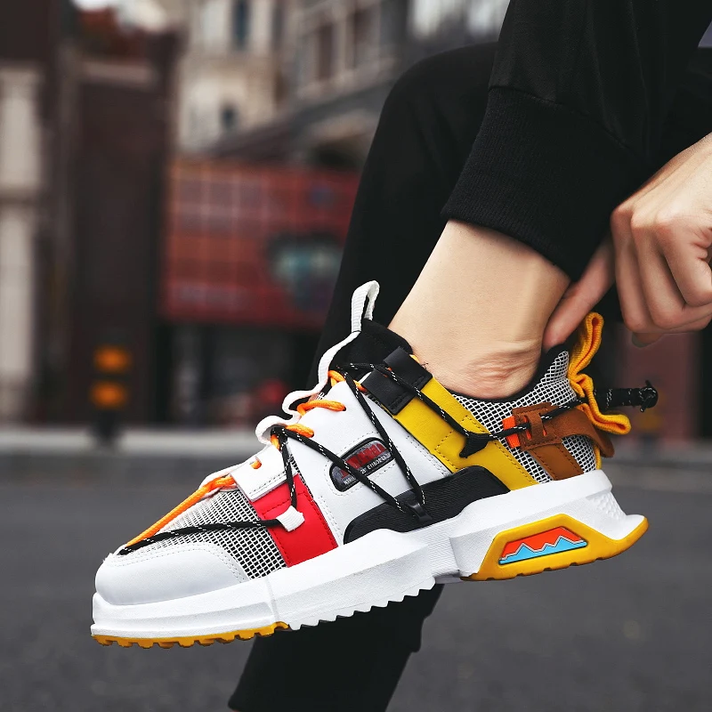 Новая мужская Летающий тканые цветные кроссовки Мужские ботинки в повседневном