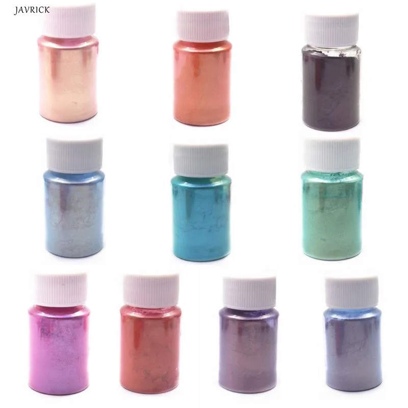 

10 Pcs Colorful Aurora Powder Dyed Polarized Powder Anti-sinking Bottom DIY Handmade Glitter Epoxy Mold Jewelry Making Material