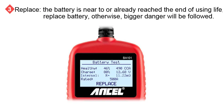 Ancel BA101 автомобильный аккумулятор тестер 12 в цифровой анализатор 2000CCA 220AH автомобильный Аккумуляторный сканер в многоязычном диагностическом инструменте
