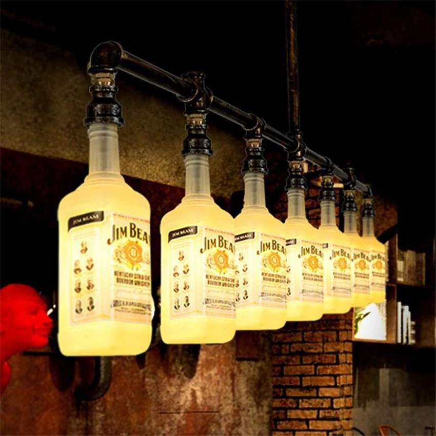 Подвесные светильники в виде бутылки виски, ретро промышленные трубные лампы для кухни, бара, кафе, магазина одежды, ресторана, стеклянные подвесные светильники