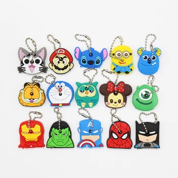 

Cartoon Silicone Protective Key Cover for Key Decoration Control Dust Cover Organizer Door Key holder Cute silica Key Case Chain