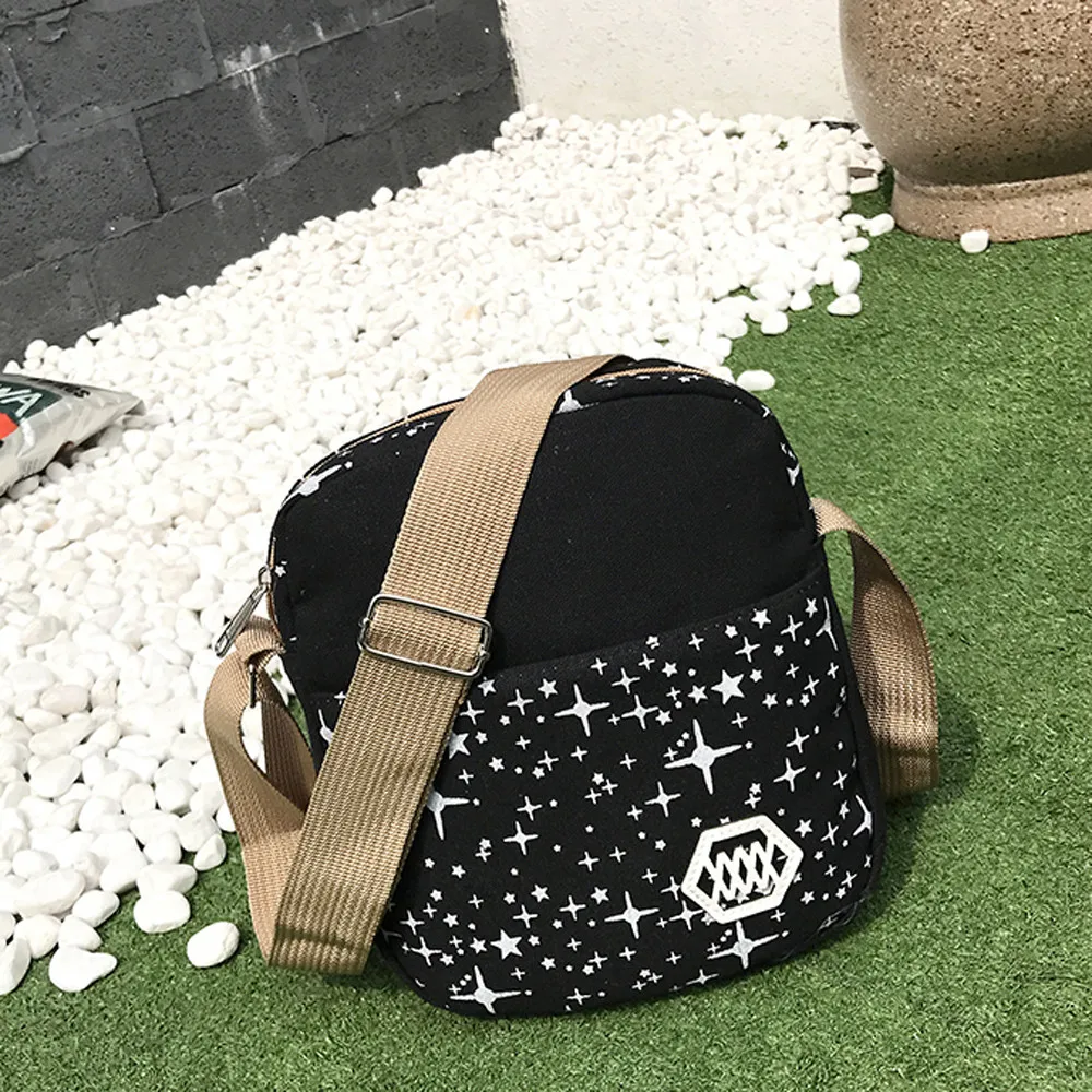 

Starry Sky Printed Crossbody Bag+card 3pcs Bags Women Fashion Star Zipper Canvas Soft Bags Girl Series Bolsas De Mujer#sw