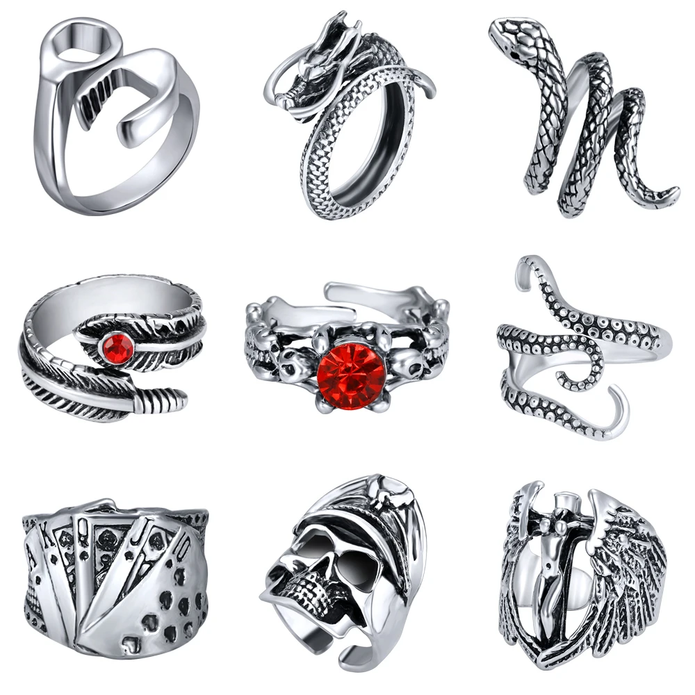 Открытое кольцо ZS в стиле стимпанк готическое мужское панк винтажные кольца