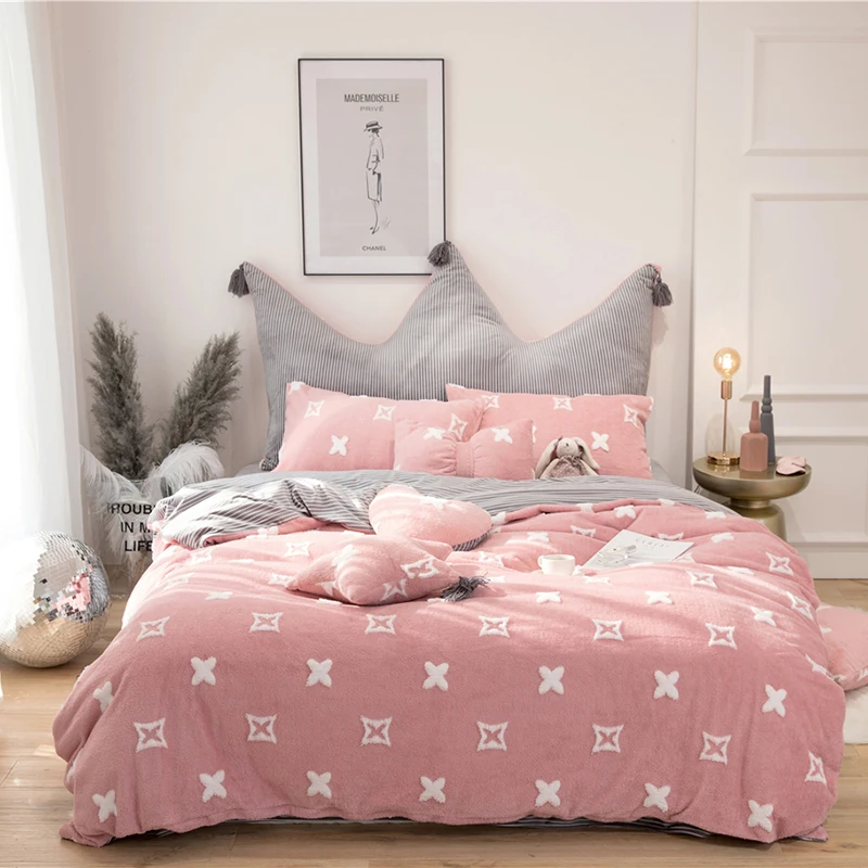 4/7 шт красный серый синий флисовый наборы постельного белья из ткани queen King size red dot кровать пододеяльник постельное белье набор большое