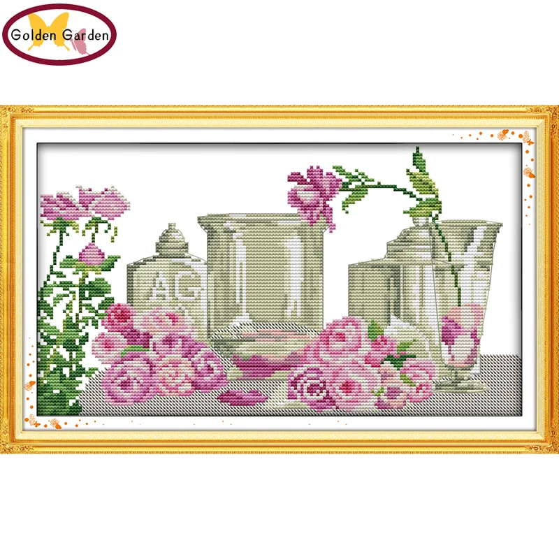 GG Rose and Utensils Storeroom Stamped Cross Stitch Kits 11CT14CT DIY Kit Needlework Embroidery Set for Home Decor | Дом и сад