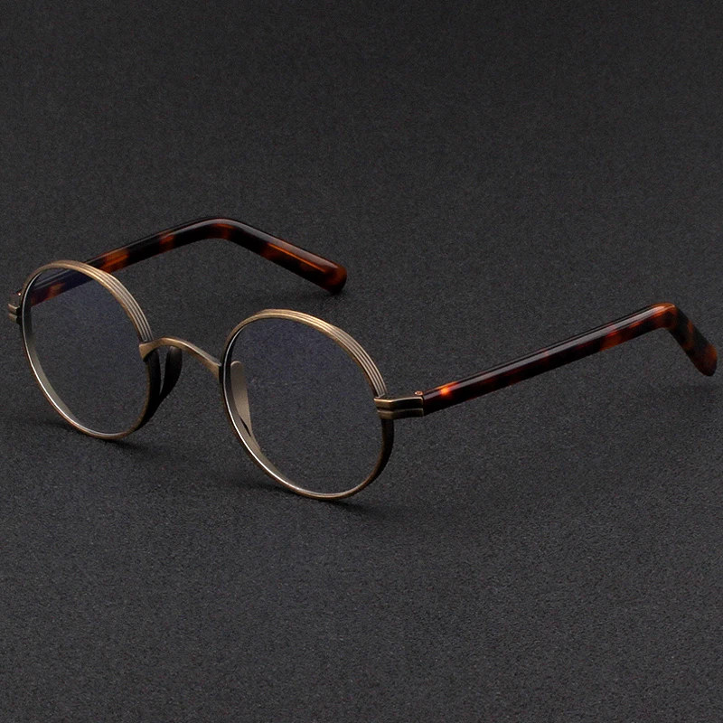 

Vintage Acetate Myopia Glasses Frame Men Round Luxury Brand Optical Prescription Titanium Eyeglasses Frame Women Small Eyewear