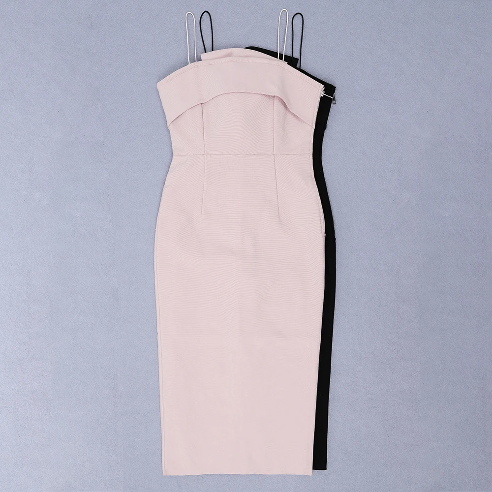 New black pink dress strapless off shoulder sleeveless sexy bodycon celebrity evening party bandage dress