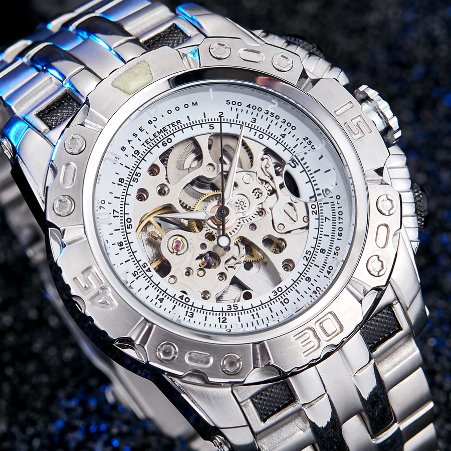 Men Mechanical Watch Top Brand Luxury Men's Silver Gold Watches Creative Automatic Self Wind Male Wristwatch Relogio Masculine