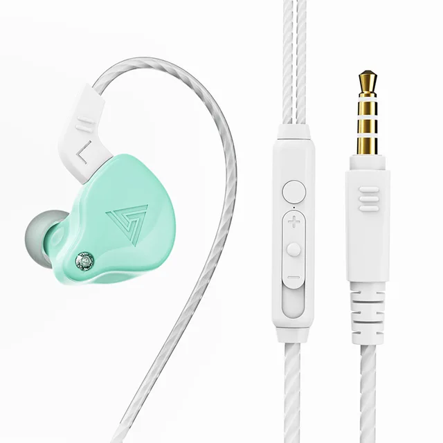 QKZ AK6 3.5mm Wired Headphones Copper Driver Stereo HiFi Earphone Bass Earbuds Music Running Sport Headsets Games Earphones Green B