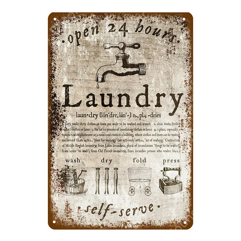 Laundry Cleaning Metal Signs Kitchen Herb Garden Poster Wall Plaque Vintage Painting Plate For Shop Home Bath Room Decor YI-100 - Цвет: YD6433EI