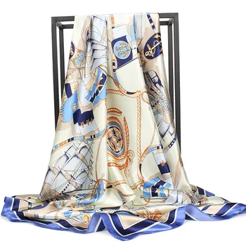 

90 * 90 cm Silk Kee Scarf Europe Big Printed Scarf Female Satin Silk Scarves Scarf