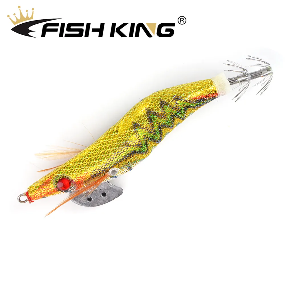 

FISH KING Fishing Lure Size 2#2.5#3#3.5# Lead Sinker Squid Hook Jigs Octopus Cuttlefish Shrimp Baits 3D Eyes Luminous Lures
