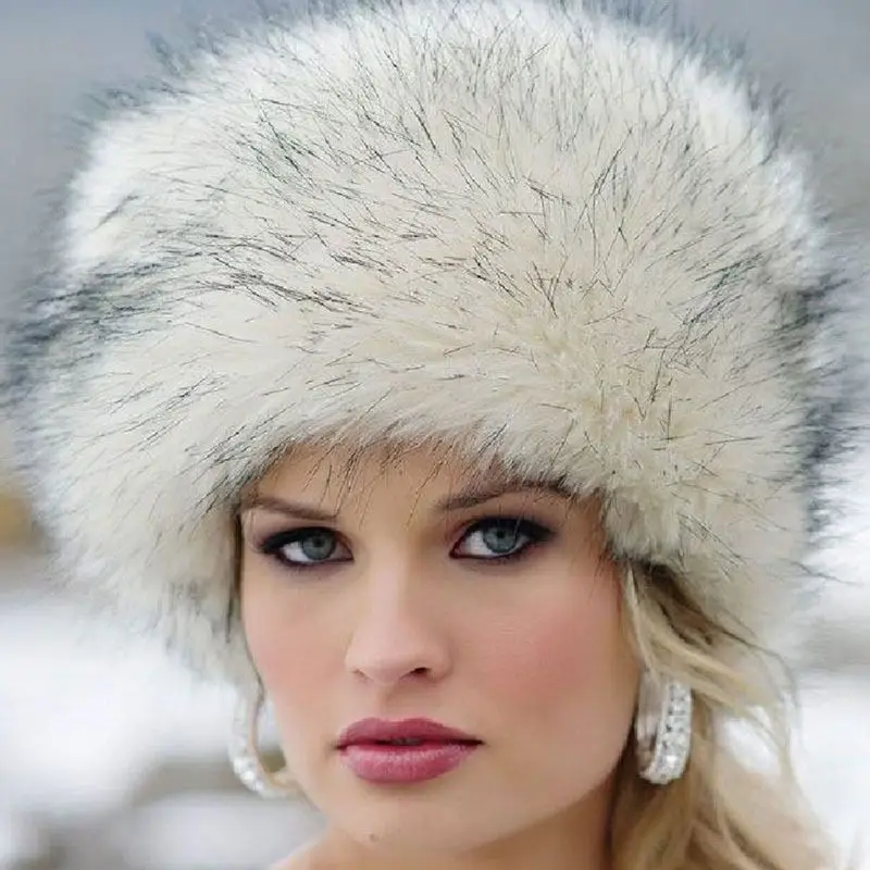 Fashion Women Lady Faux Fox Fur Cossack 