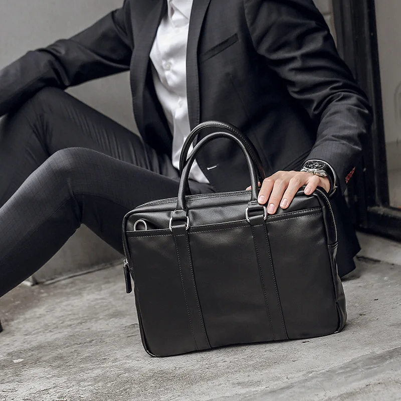 New Portable Commuter OL Business Bag Leather Fashion Youth Shoulder Crossbody Bag Casual Trendy Men's Briefcase