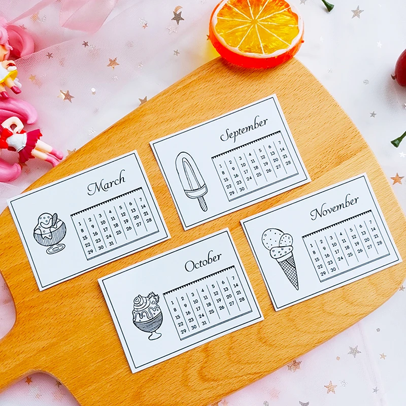 12 шт./компл. мороженое ежемесячный календарь Стикеры DIY ремесло Скрапбукинг альбом журнал хлама Happy planner декоративные Стикеры s