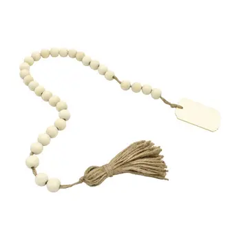 

2020 New Wood Bead Garland With Tassels And DIY Tag Farmhouse Rustic Vase Country Decor 95AE