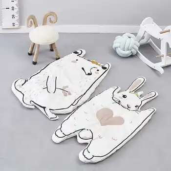 

Baby Infant Play Mats Kids Crawling Carpet Floor Rug Baby Bedding Cute Rabbit Fox Blanket Cotton Game Pad Children Room Decor